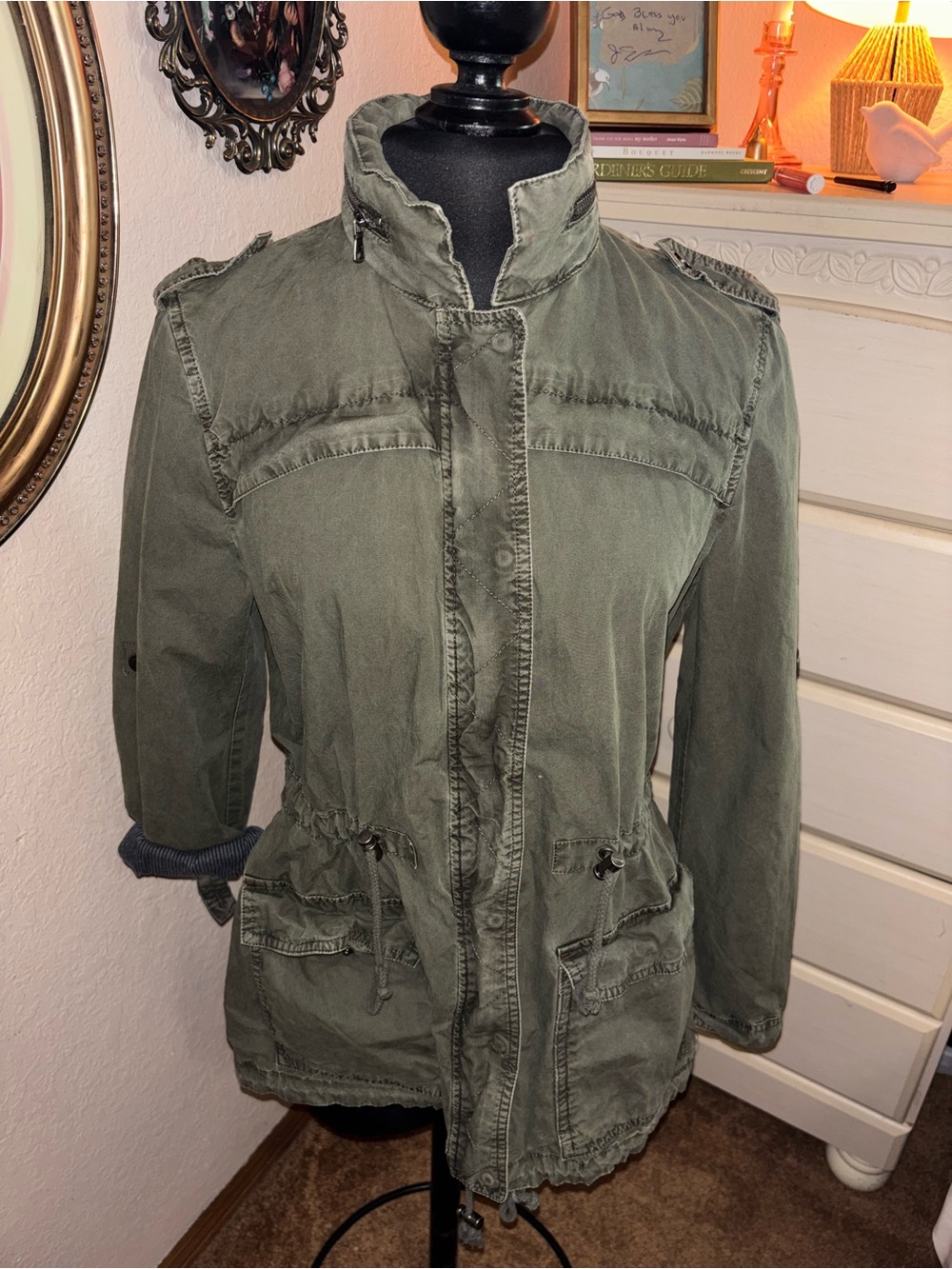 Olive Green Utility Jacket - Women's Lightweight Field Coat